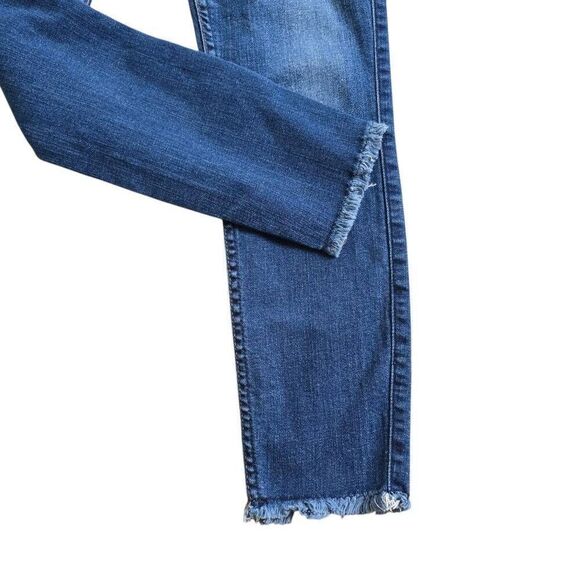 7 for All Mankind Ankle Skinny Jeans Womens 27 Blue Denim Frayed Zip Fly Stretch - Picture 2 of 8